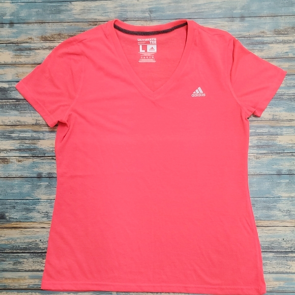 Adidas Women's Coral V-Neck Tee - Picture 1 of 4
